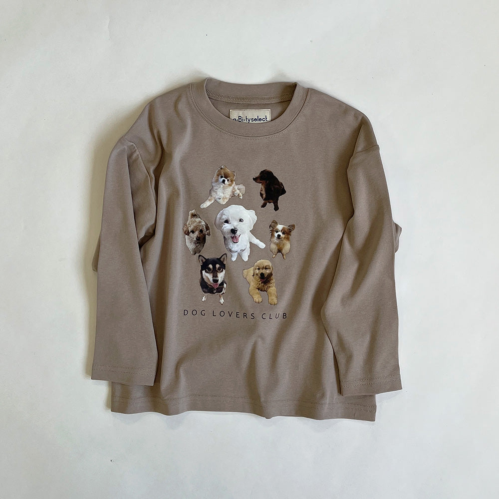 スイーツ / アニマル(犬/猫) プリント ロゴ スパンフライス長袖Tシャツ 18-3305-508